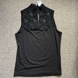Black Lace Sleeveless Top